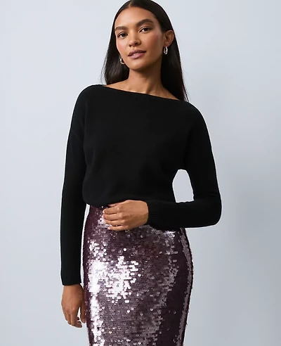 Ann Taylor Cashmere Off-The-Shoulder Sweater Women's