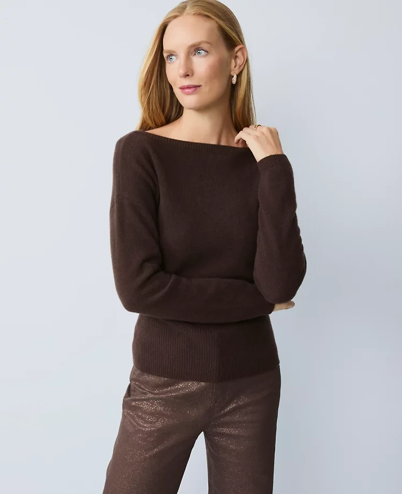 Ann Taylor Cashmere Off-The-Shoulder Sweater Women's