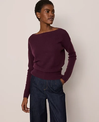 Ann Taylor Cashmere Off-The-Shoulder Sweater Women's
