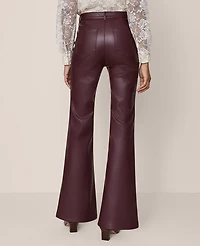 Ann Taylor The Petite Faux Leather Flare Pant Poised Plum Women's