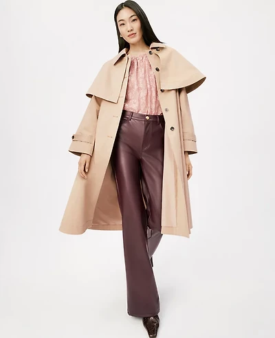 Ann Taylor The Petite Faux Leather Flare Pant Poised Plum Women's