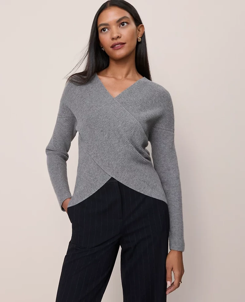 Ann Taylor Ribbed Wrap Sweater Women's