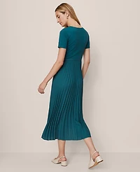 Ann Taylor Belted Pleated Midi Dress Women's