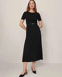 Ann Taylor Belted Pleated Midi Dress Women's