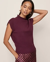 Ann Taylor Roll Neck Sweater Vest Poised Plum Women's