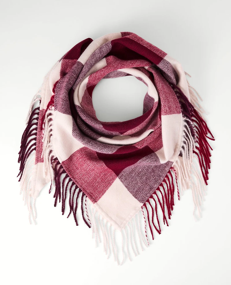 Ann Taylor Oversized Plaid Scarf Poised Plum Women's