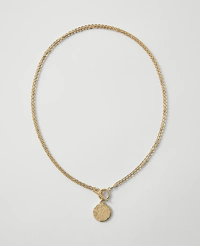 Ann Taylor Metal Pendant Necklace Goldtone Women's