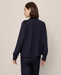 Ann Taylor Petite Bobble Trim Collared Shirt Night Sky Women's