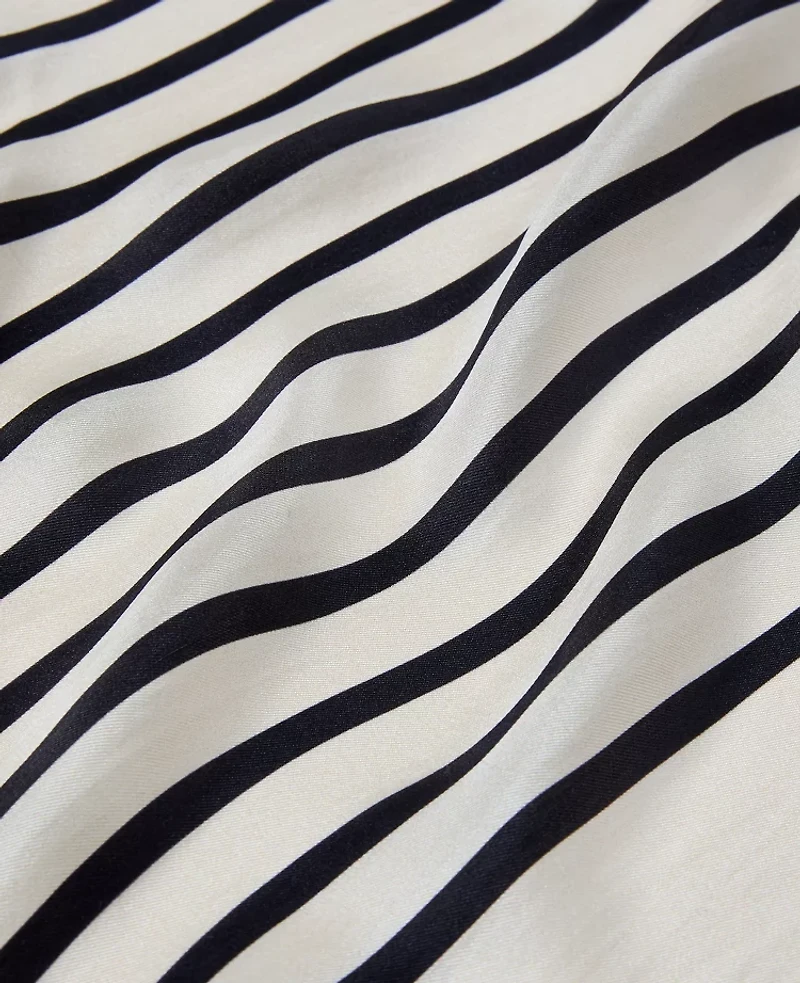 Ann Taylor Striped Triangle Silk Scarf Black Women's