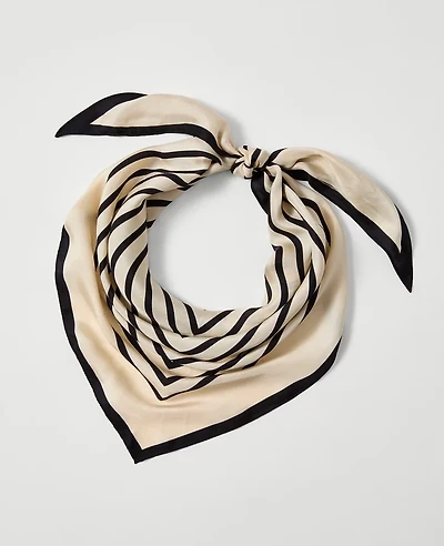 Ann Taylor Striped Triangle Silk Scarf Black Women's
