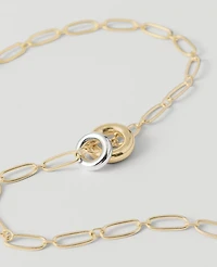Ann Taylor Mixed Metal Double Ring Necklace Goldtone Women's