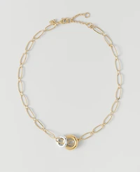 Ann Taylor Mixed Metal Double Ring Necklace Goldtone Women's