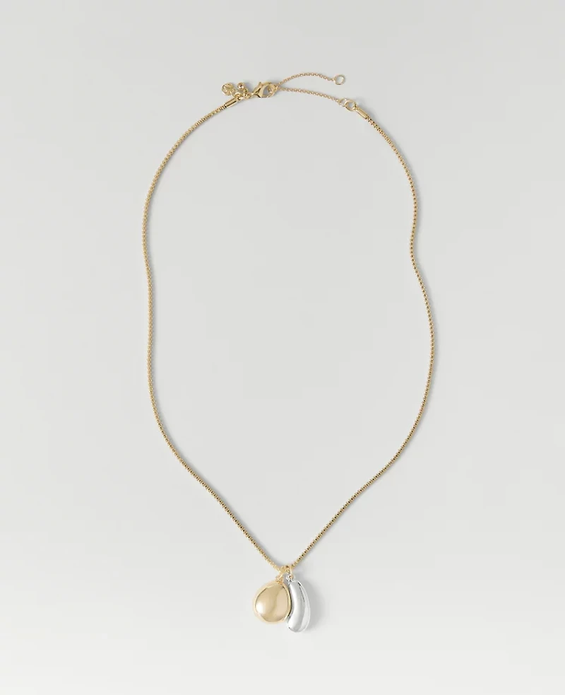 Ann Taylor Mixed Metal Double Pendant Necklace Goldtone Women's
