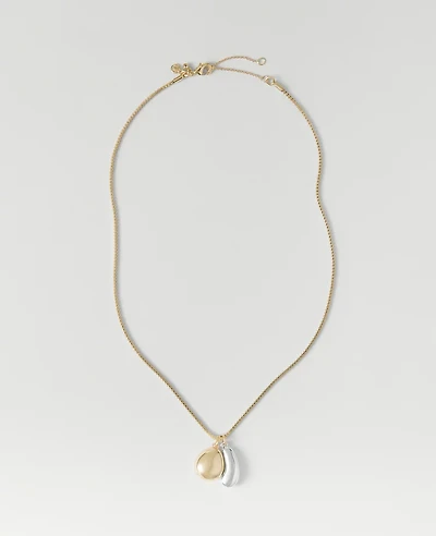 Ann Taylor Mixed Metal Double Pendant Necklace Goldtone Women's
