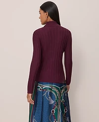Ann Taylor Petite Ribbed Turtleneck Sweater Poised Plum Women's