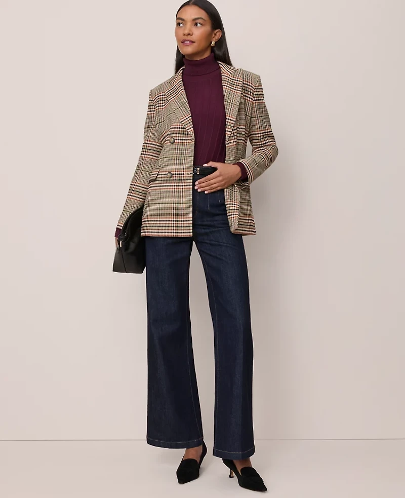 Ann Taylor Petite Ribbed Turtleneck Sweater Poised Plum Women's
