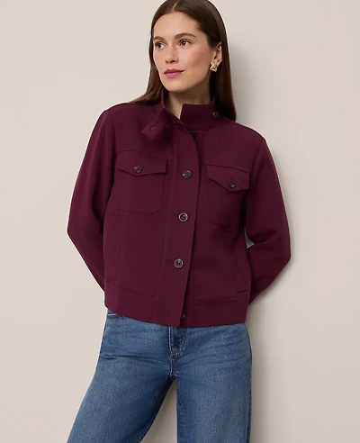 Ann Taylor Moto Bomber Jacket Size Small Poised Plum Women's