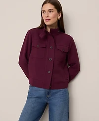 Ann Taylor Moto Bomber Jacket Size Small Poised Plum Women's