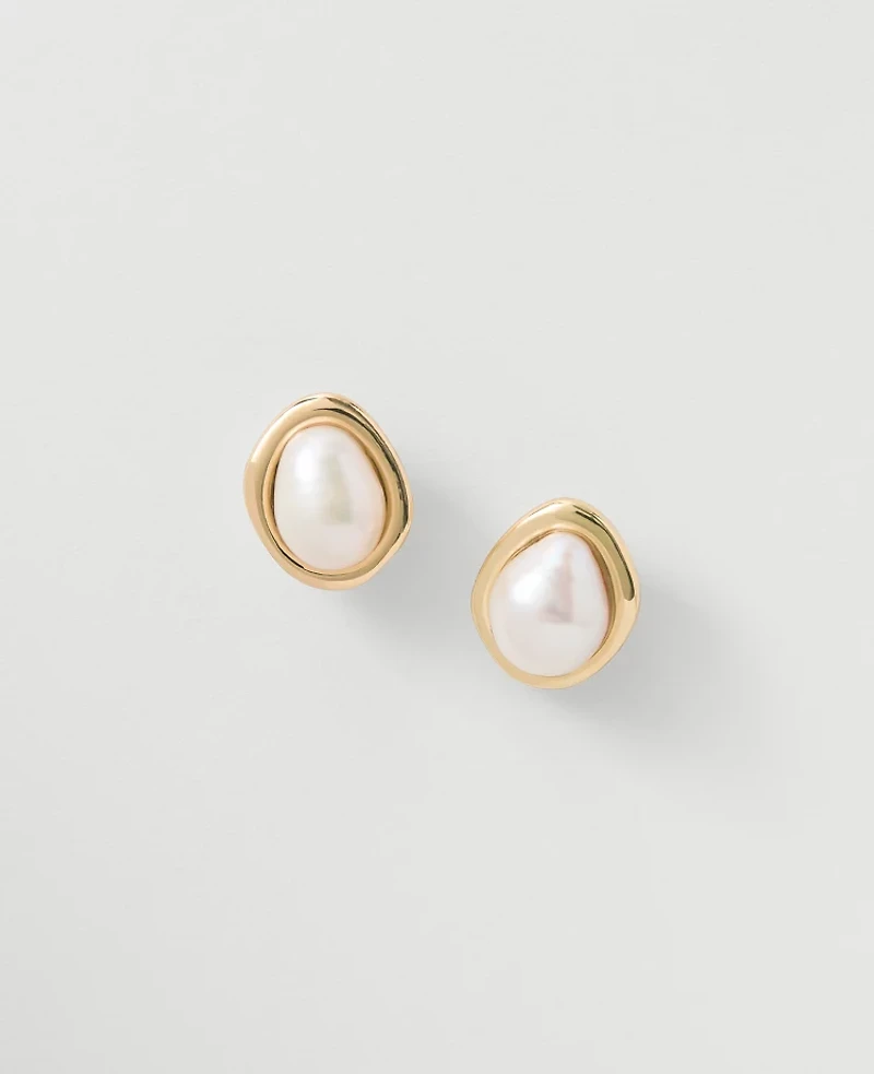 Ann Taylor Pearlized Stud Earrings Ivory Women's