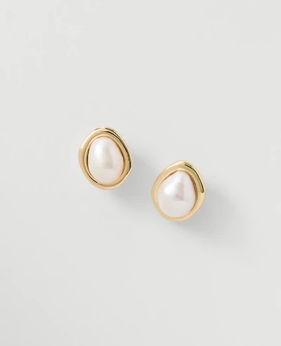 Ann Taylor Pearlized Stud Earrings Ivory Women's
