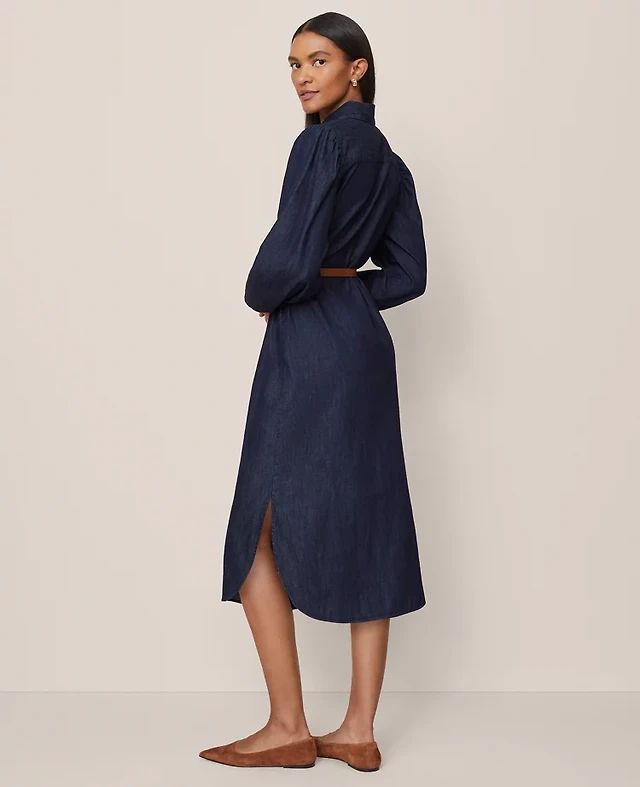 Ann Taylor Petite Pleat Button Midi Dress Midnight Mulberry Women's at  CoolSprings Galleria in Franklin, TN