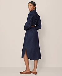 Ann Taylor Petite Column Midi Dress Dark Chambray Women's
