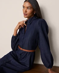 Ann Taylor Petite Column Midi Dress Dark Chambray Women's