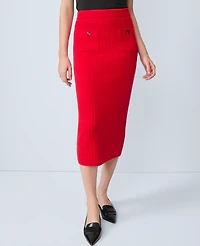 Ann Taylor Petite Ribbed Sweater Skirt Iconic Red Women's