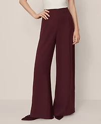 Ann Taylor The Petite Dramatic Wide-Leg Crepe Pant Poised Plum Women's