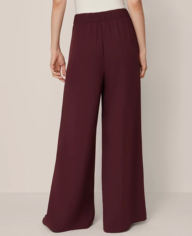 Ann Taylor The Petite Dramatic Wide-Leg Crepe Pant Poised Plum Women's