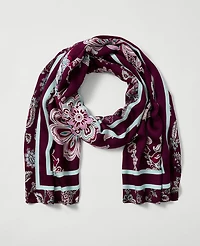 Ann Taylor Paisley Silk Scarf Poised Plum Women's