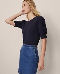 Ann Taylor Weekend Collection Ruched Sweater T-Shirt Women's