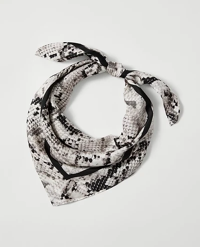 Ann Taylor Snake Print Triangle Silk Scarf Winter White Women's
