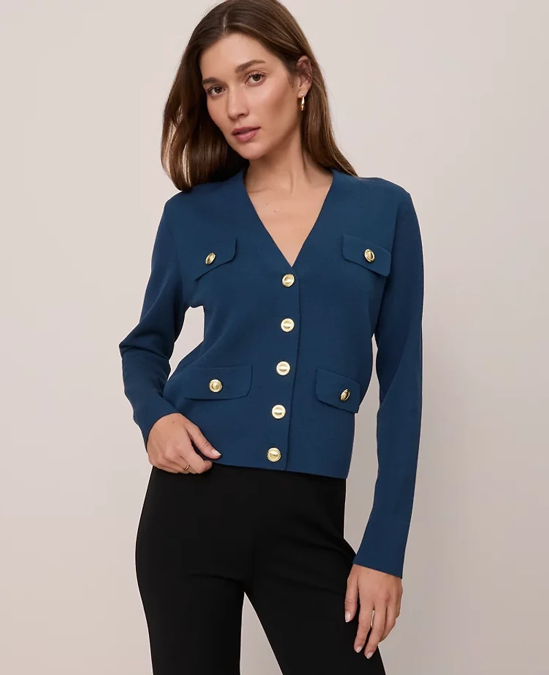 Ann Taylor Petite V-Neck Sweater Jacket XS Women's
