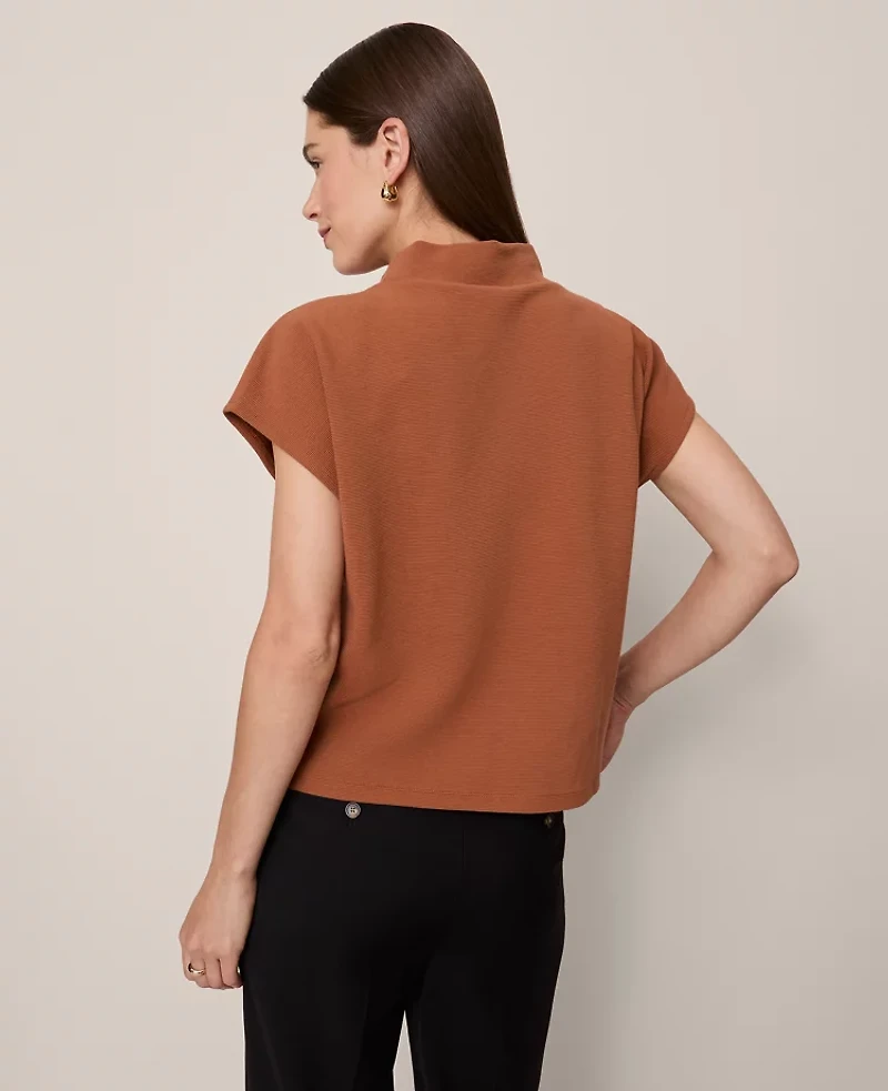 Ann Taylor Horsebit Mock Neck Top Spiced Cider Women's