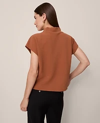 Ann Taylor Horsebit Mock Neck Top Spiced Cider Women's
