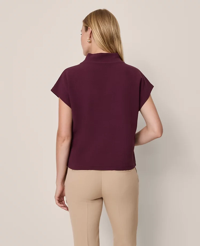 Ann Taylor Horsebit Mock Neck Top Poised Plum Women's