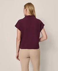 Ann Taylor Horsebit Mock Neck Top Poised Plum Women's