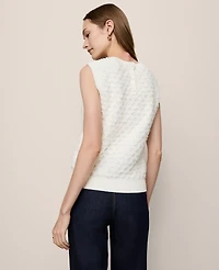 Ann Taylor Petite Tweed Sweater Shell Top Winter White Women's