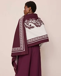 Ann Taylor Paisley Wrap Poncho Poised Plum Women's