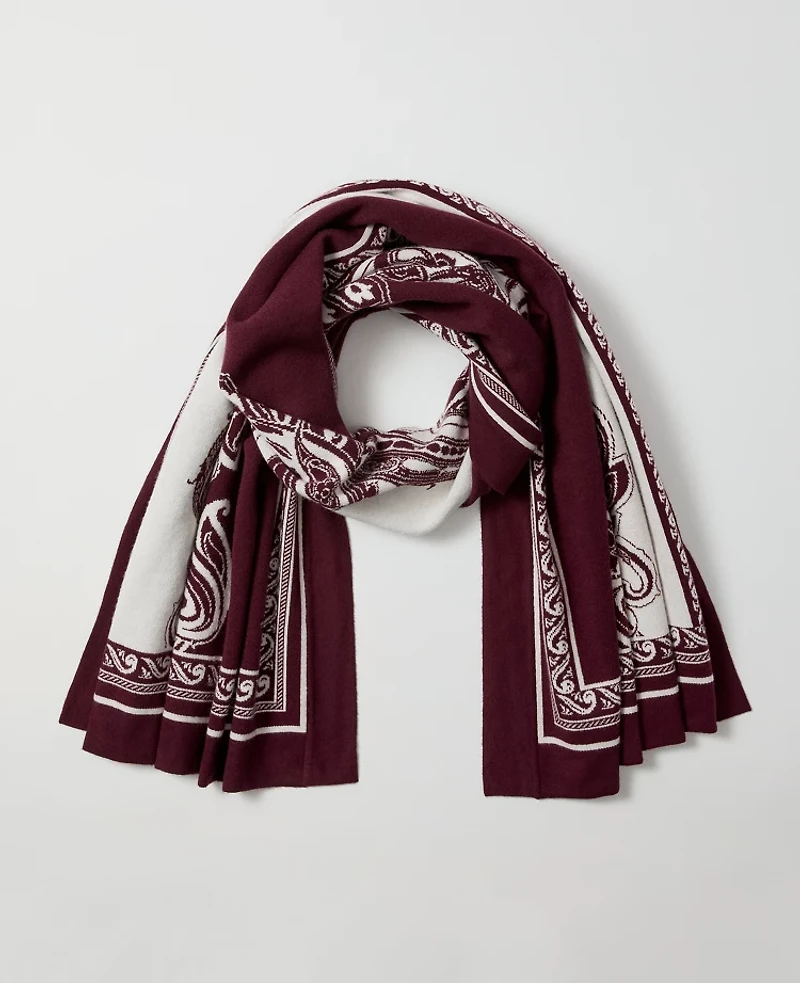 Ann Taylor Paisley Wrap Poncho Poised Plum Women's