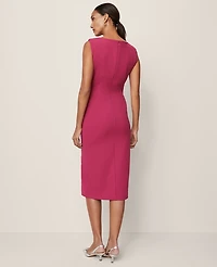 Ann Taylor Gathered Midi Sheath Dress Size 18 Berry Splash Women's