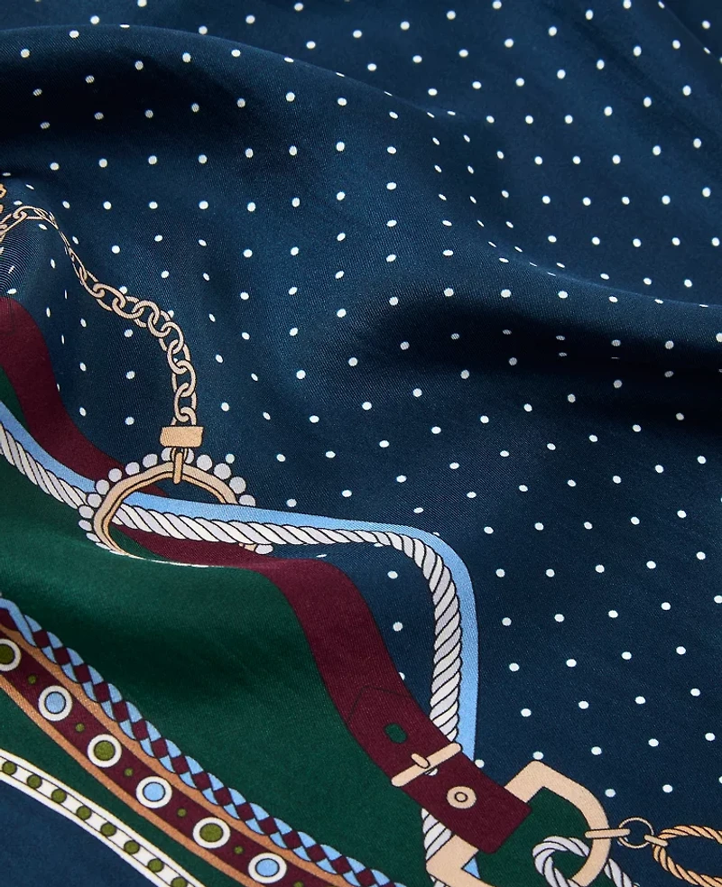 Ann Taylor Silk Chain Link Print Little Scarf Moonlit Backdrop Women's