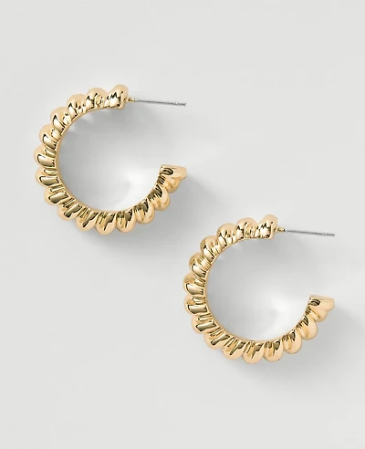 Ann Taylor Metal Textured Hoop Earrings Goldtone Women's