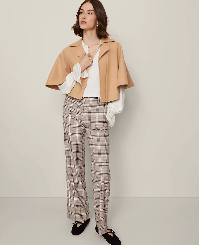 Ann Taylor The Petite Jayne Trouser Pant Plaid Pale Sandalwood Women's