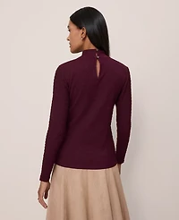 Ann Taylor Knit Mock Neck Top Poised Plum Women's