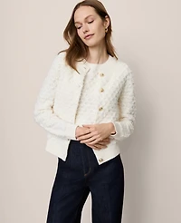 Ann Taylor Tweed Cardigan Winter White Women's