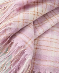Ann Taylor Plaid Fringe Scarf Lavender Frost Women's