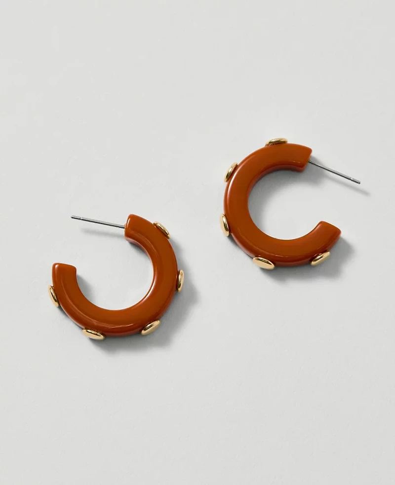 Ann Taylor Studded Mini Hoop Earrings Spiced Cider Women's