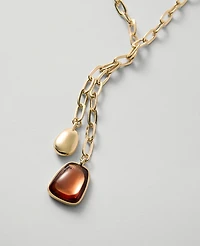 Ann Taylor Metal Gem Lariat Necklace Goldtone Women's
